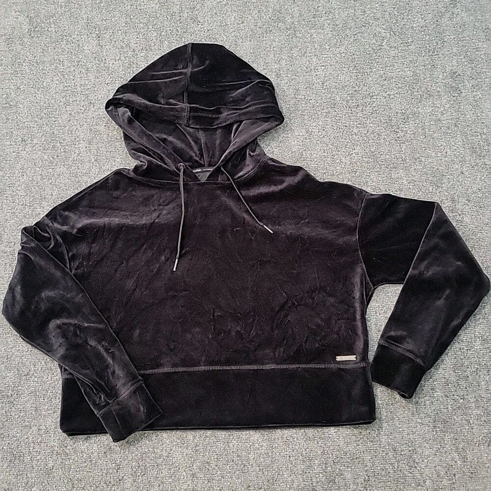 Calvin Klein Performance Hoodie Sz S Black Cropped Pullover Soft Sweatshirt Y2K